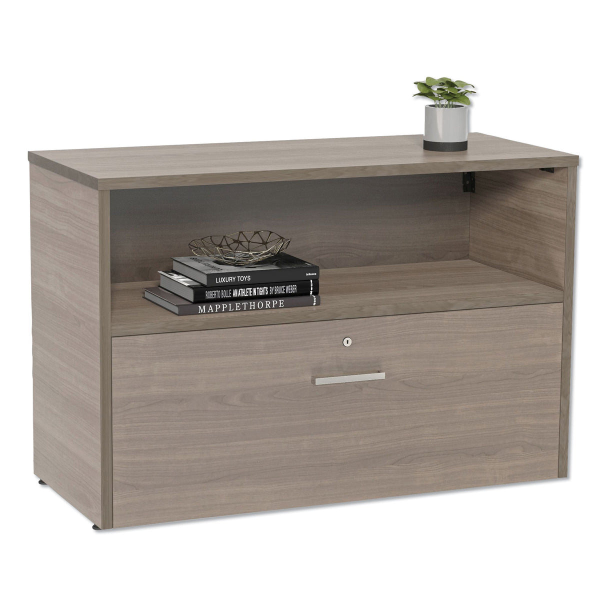 Linea Italia Urban 36" Credenza, Bottom Pedestal, 35.25w x 15.25d x 23.75h, Natural Walnut (UR604NW)