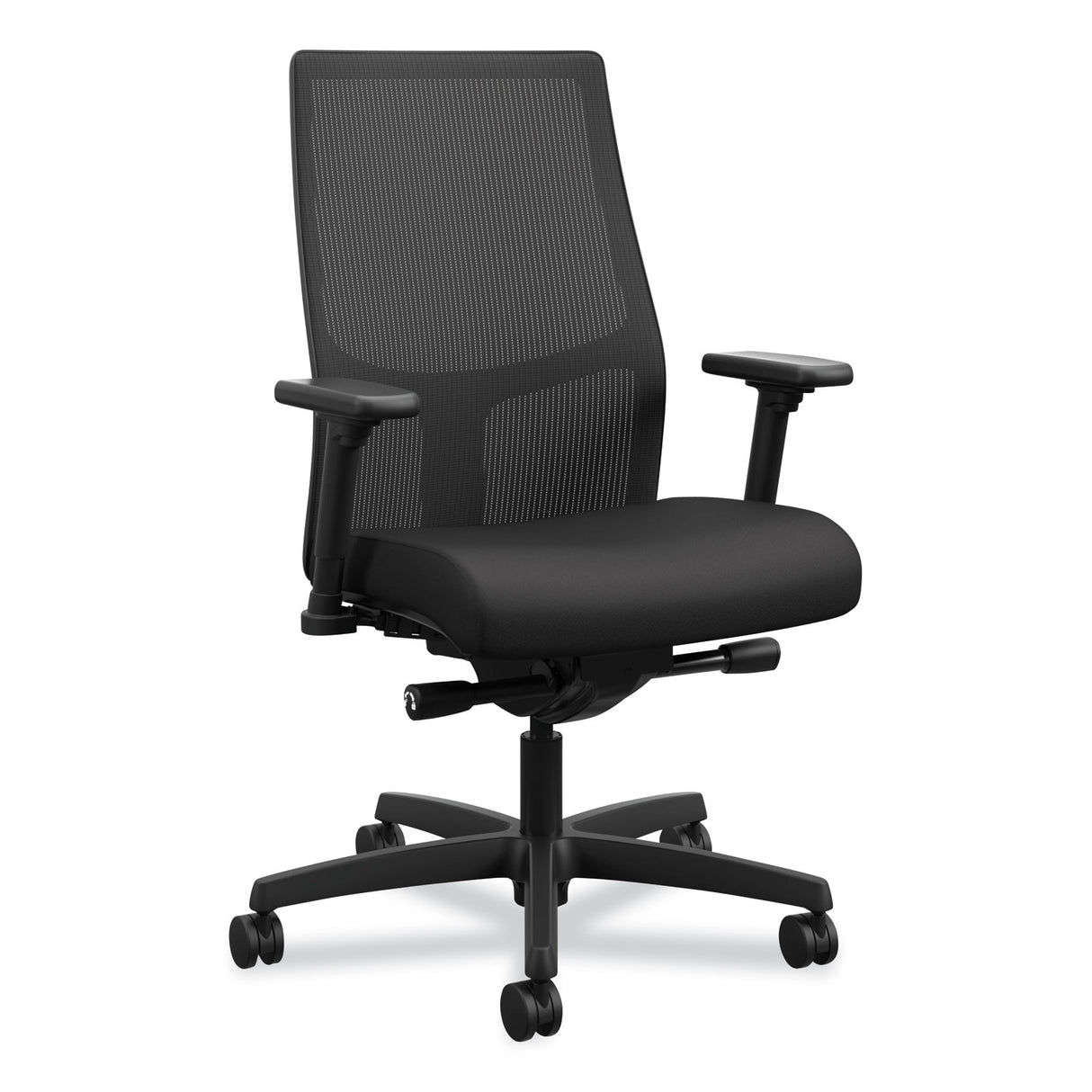 HON Ignition 2.0 4-Way Stretch Mid-Back Mesh Task Chair, Supports 300 lb, 17" to 21" Seat Height, Black Seat/Back, Black Base (I2M2AMNC10TK)