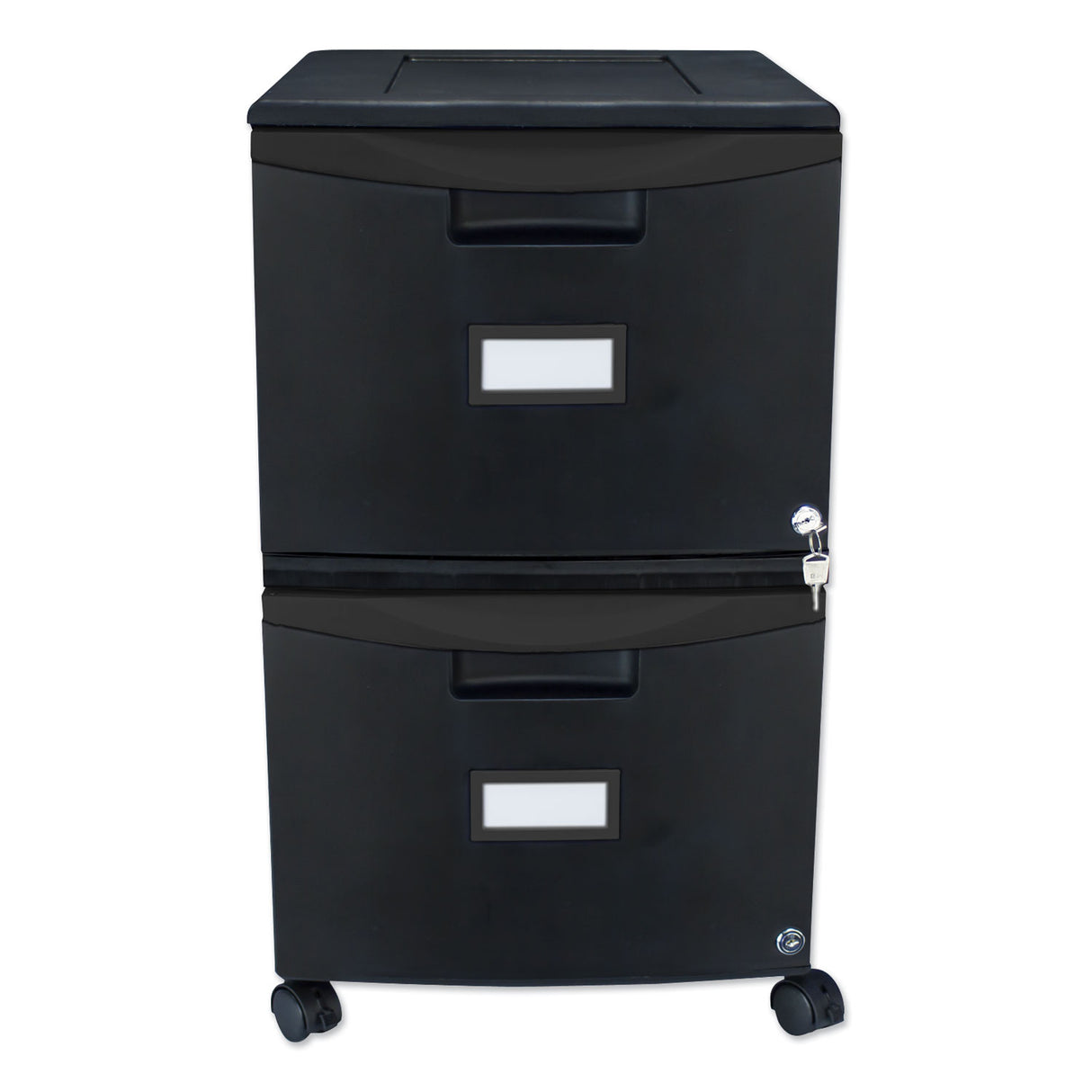 Storex Two-Drawer Mobile Filing Cabinet, 2 Legal/Letter-Size File Drawers, Black, 14.75" x 18.25" x 26" (61312B01C)
