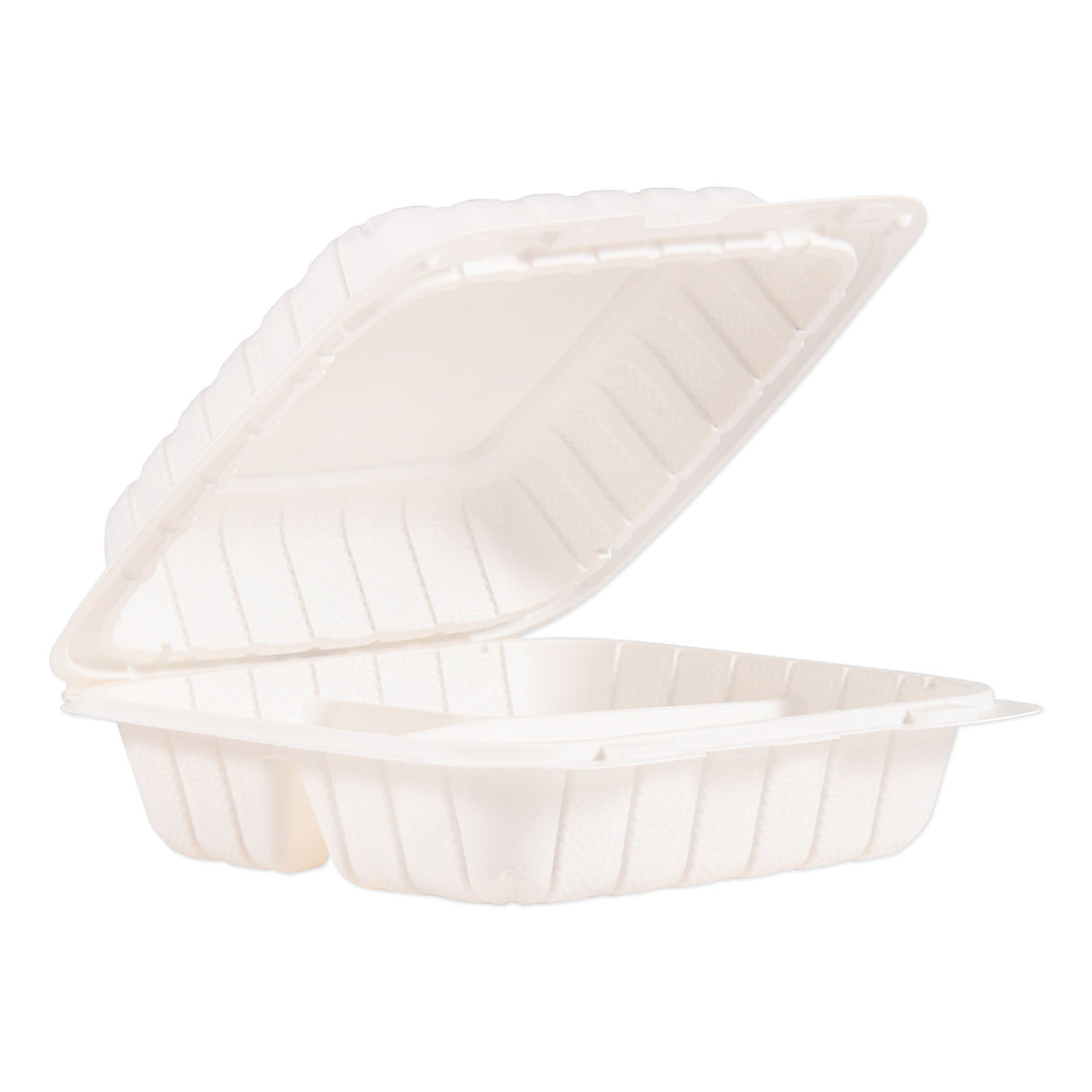 Dart Hinged Lid Containers, 3-Compartment, 8.3 x 8 x 3, White, Plastic, 150/Carton (85MFPPHT3)