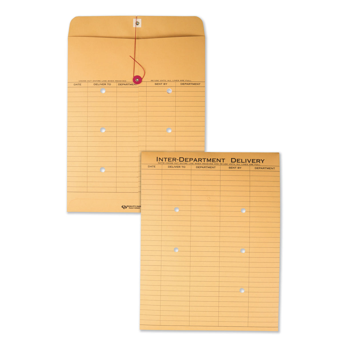 Quality Park Recycled Kraft String/Button Interoffice Envelope, #97, Two-Sided Five-Column Format, 52-Entries, 10 x 13, Brown Kraft,100/CT (63560)