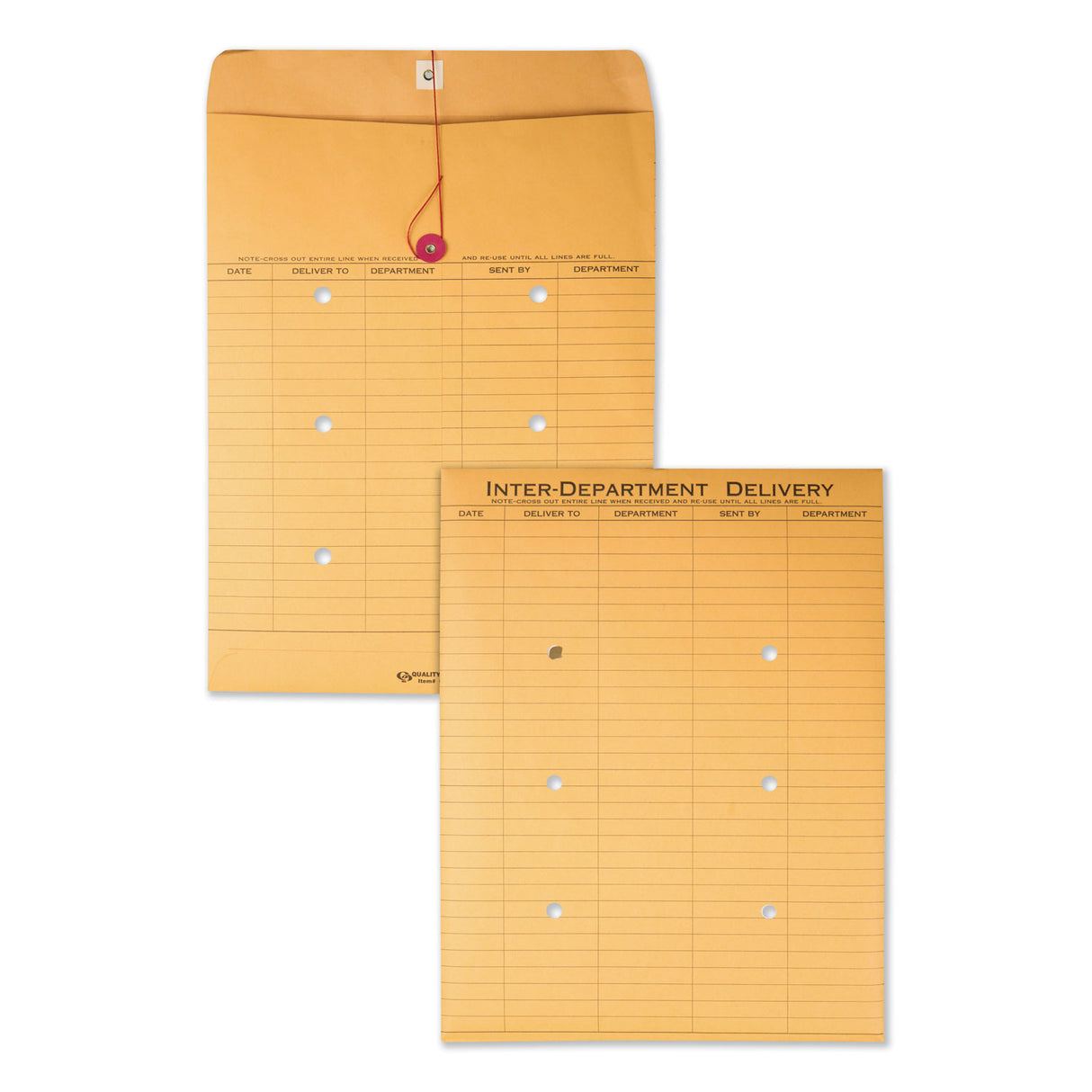 Quality Park Brown Kraft String/Button Interoffice Envelope, #97, Two-Sided Five-Column Format, 52-Entries, 10 x 13, Brown Kraft, 100/CT (63561)