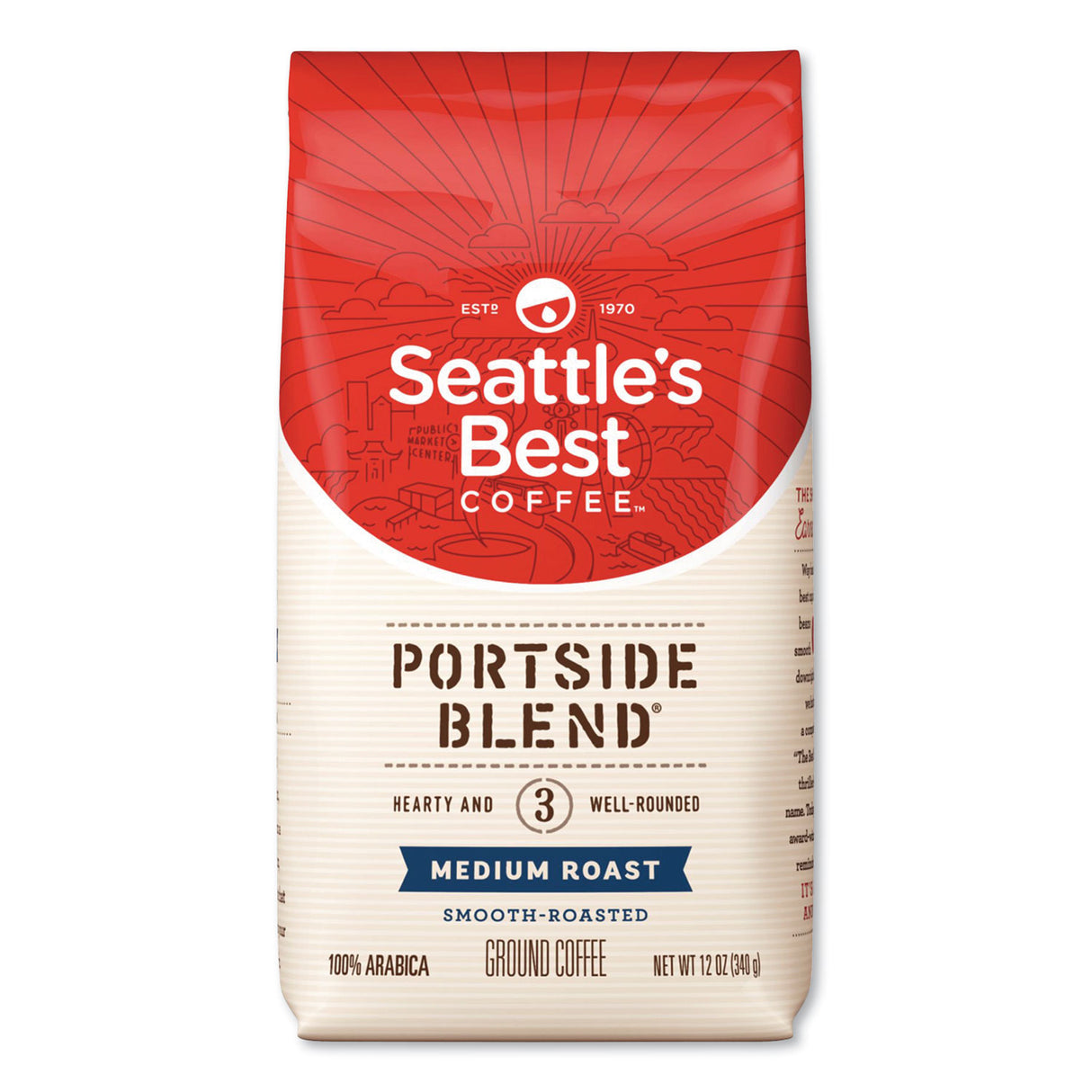 Seattle's Best Port Side Blend Ground Coffee, Medium Roast, 12 oz Bag (11008569)