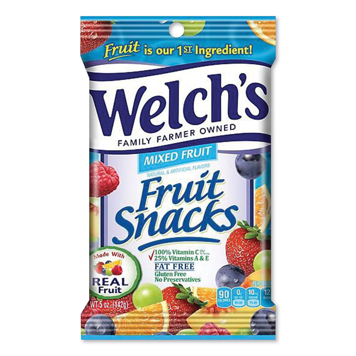 Welch's Fruit Snacks, Mixed Fruit, 5 oz Pouch, 12/Carton (PIM05098)