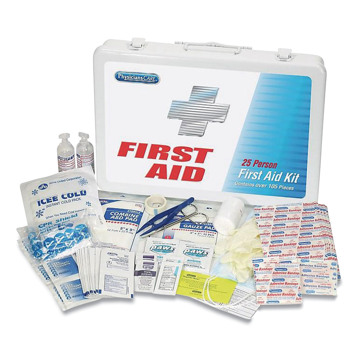 PhysiciansCare First Aid Kit for Up to 25 People, 125 Pieces, Metal Case (90175001)