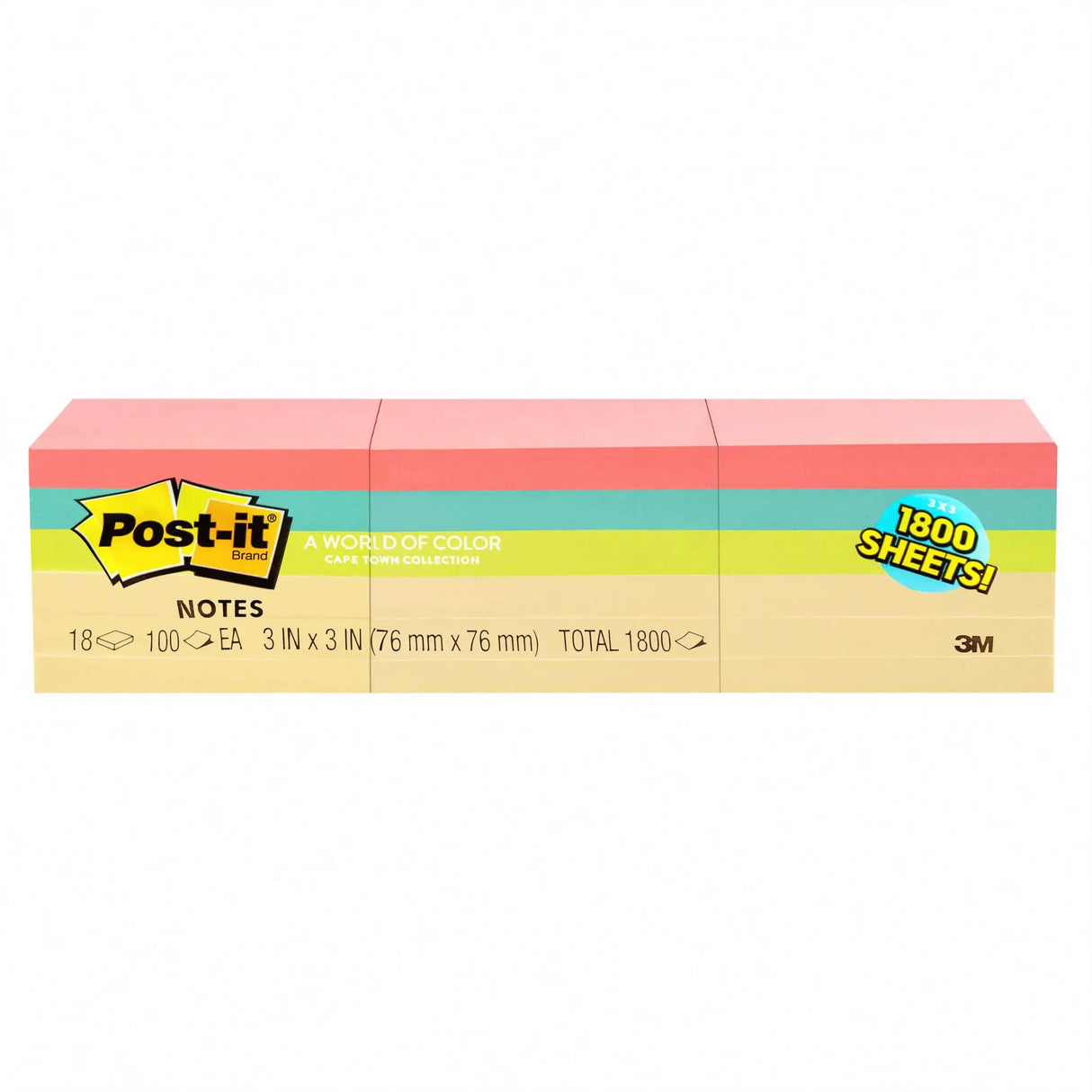 Post-it Notes Pastel Pack (18 Pads, 100 Sheets Each) | 3" x 3" Sticky Notes for Everyday Reminders Post-it