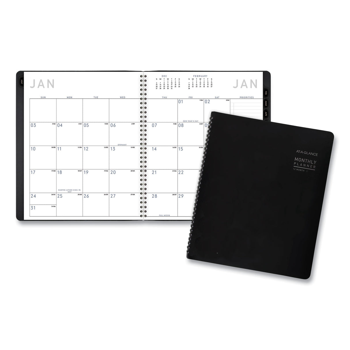 AT-A-GLANCE Contemporary Monthly Planner, Premium Paper, 11 x 9, Black Cover, 12-Month (Jan to Dec): 2025 (70260X05)