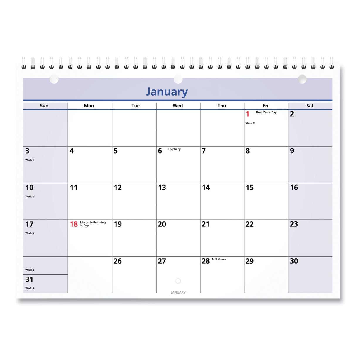 AT-A-GLANCE QuickNotes Desk/Wall Calendar, 3-Hole Punched, 11 x 8, White/Blue/Yellow Sheets, 12-Month (Jan to Dec): 2025 (PM5028)