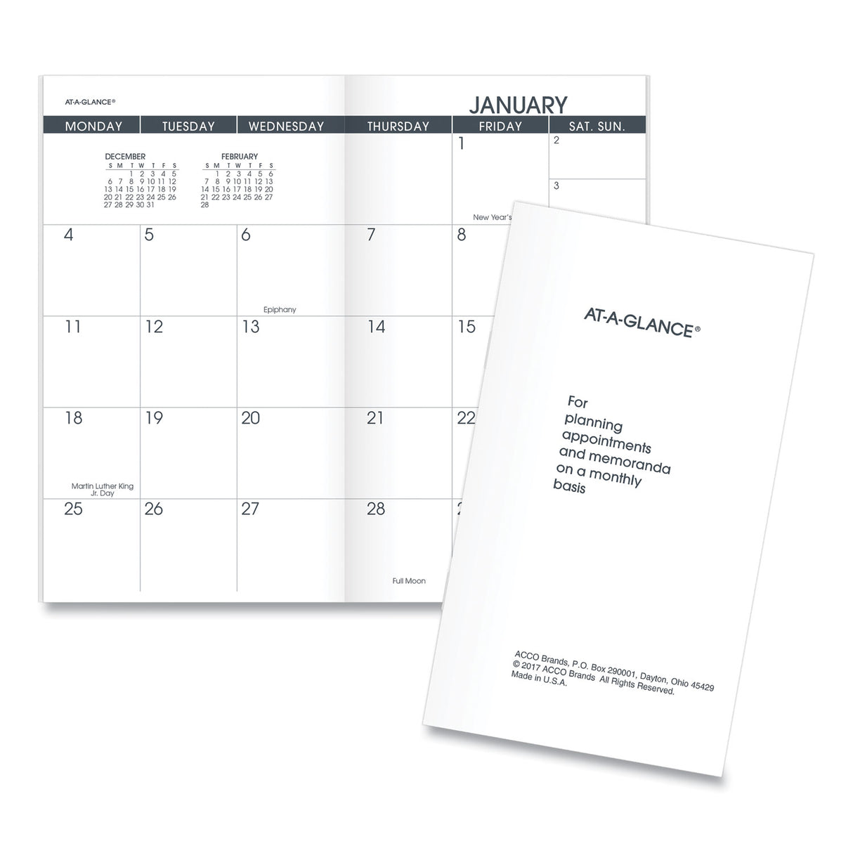 AT-A-GLANCE Pocket Size Monthly Planner Refill, 6 x 3.5, White Sheets, 12-Month (Jan to Dec): 2025 (7090610)