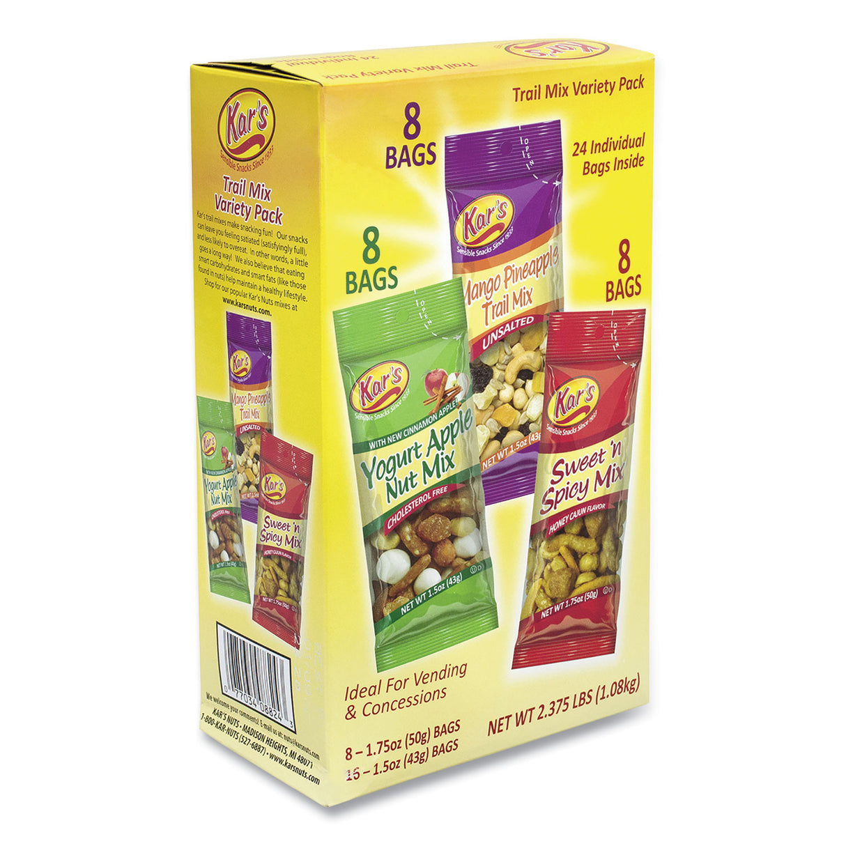Kar's Trail Mix Variety Pack, Assorted Flavors, 24 Packets/Carton (28800012)