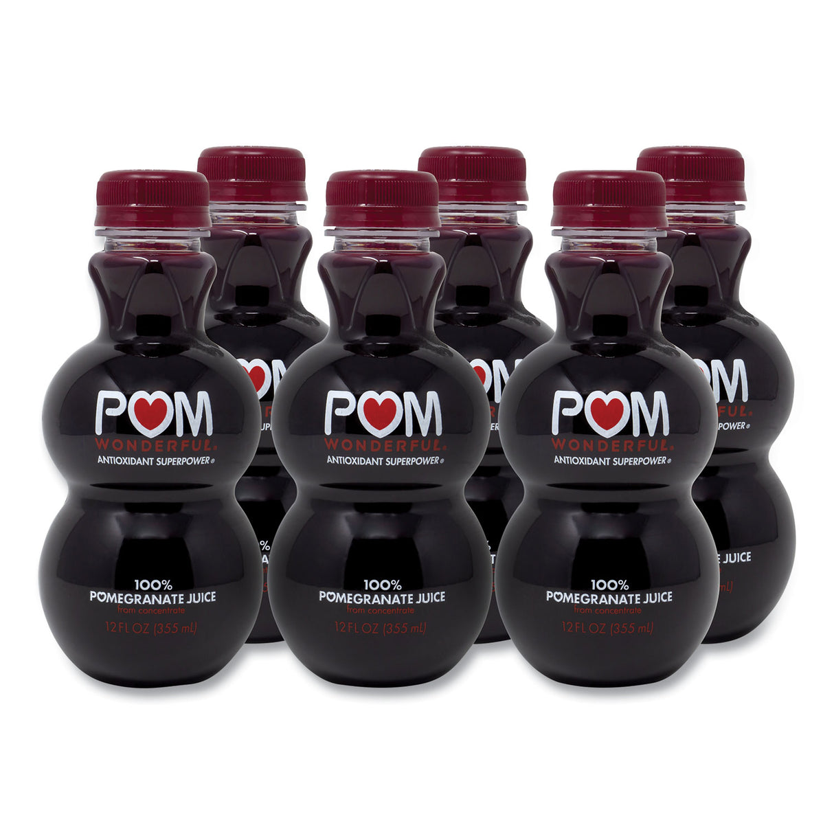 POM Wonderful 100% Pomegranate Juice, 12 oz Bottle, 6/Pack (90200448)