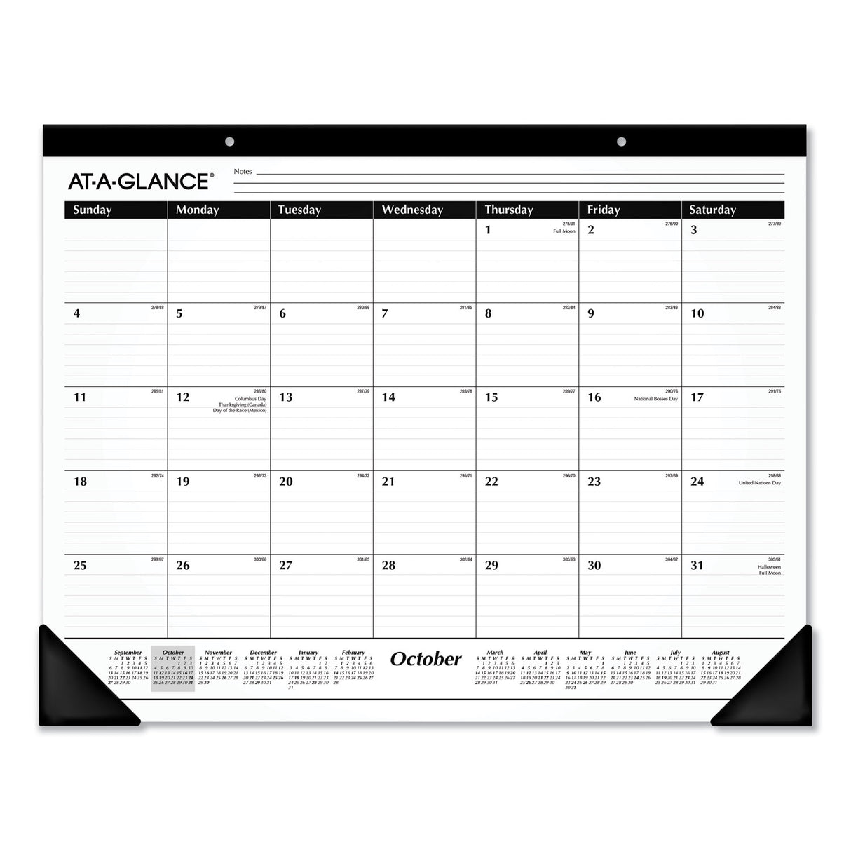 AT-A-GLANCE Academic Year Ruled Desk Pad, 21.75 x 17, White Sheets, Black Binding, Black Corners, 16-Month (Sept to Dec): 2024 to 2025 (SK241600)
