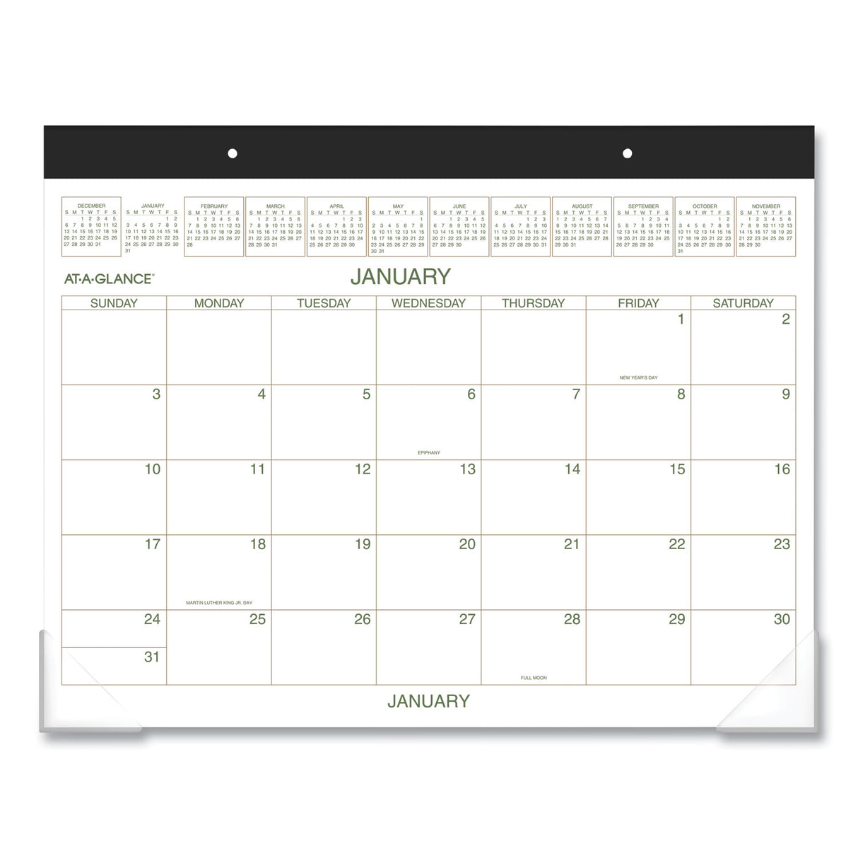 AT-A-GLANCE Two-Color Desk Pad, 22 x 17, White Sheets, Black Binding, Clear Corners, 12-Month (Jan to Dec): 2025 (GG250000)