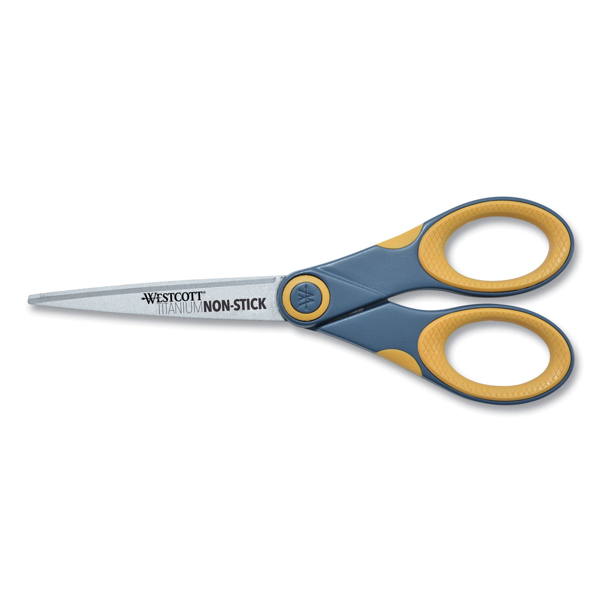 Westcott Non-Stick Titanium Bonded Scissors, 7" Long, 3" Cut Length, Straight Gray/Yellow Handle (14851)