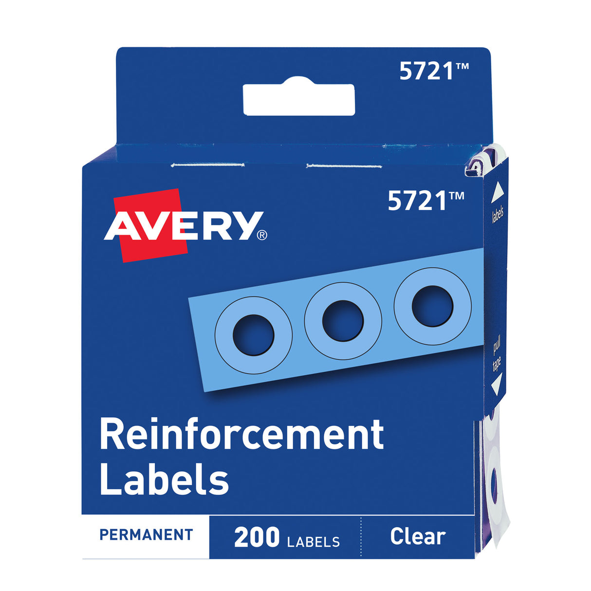 Avery Dispenser Pack Hole Reinforcements, 0.25" Dia, Clear, 200/Pack, (5721) (05721)