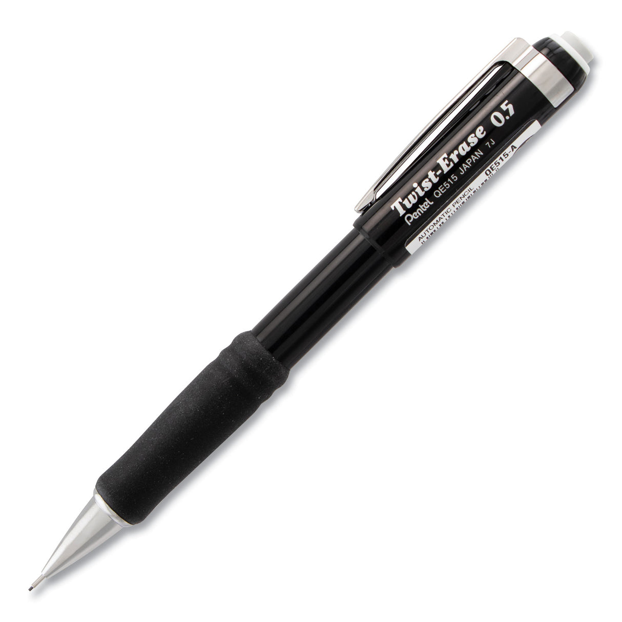 Pentel Twist-Erase III Mechanical Pencil, 0.5 mm, HB (#2), Black Lead, Black Barrel (QE515A)