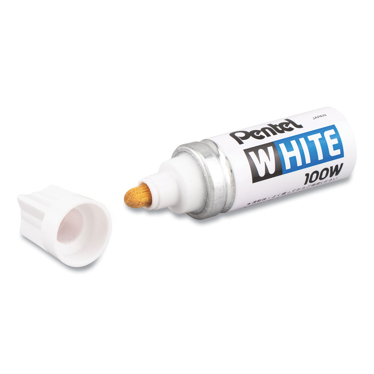 Pentel White Permanent Marker, Broad Bullet Tip, White (100W)