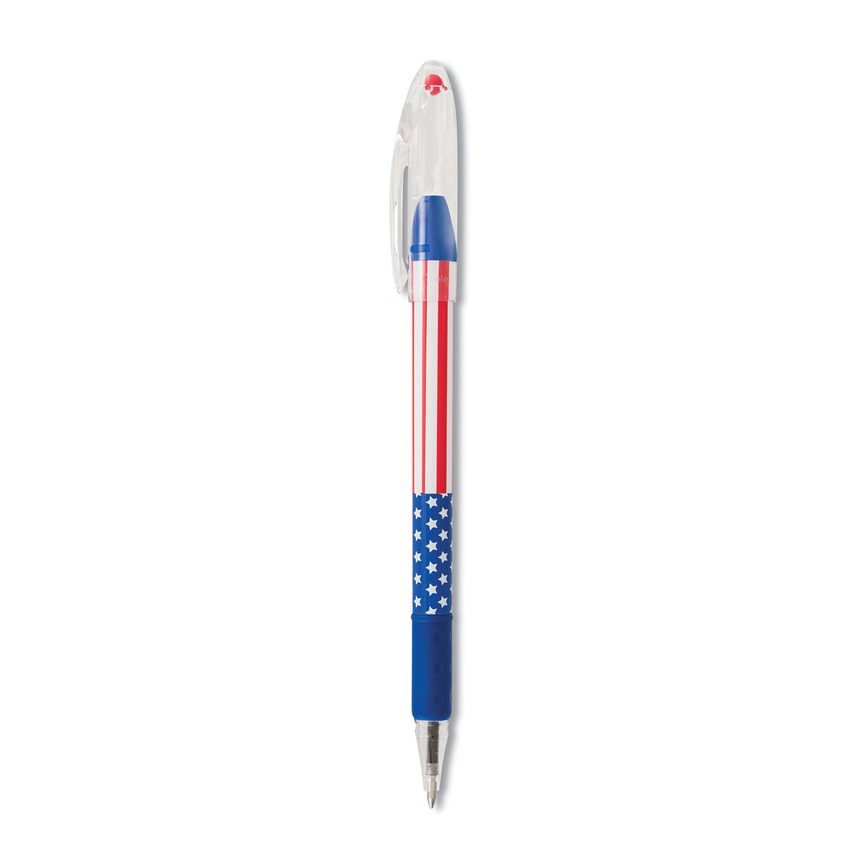 Pentel R.S.V.P. Stars and Stripes Ballpoint Pen, Stick, Fine 0.7 mm, Black Ink, Red/White/Blue Barrel, Dozen (BK90USAA)