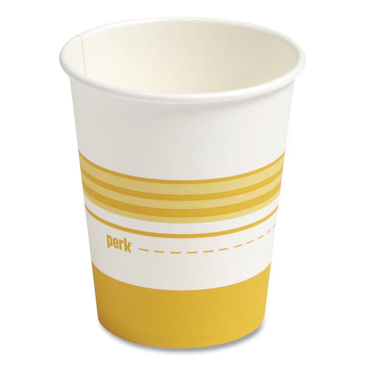 Perk Paper Hot Cups, 8 oz, White/Yellow, 50/Pack (24375261)