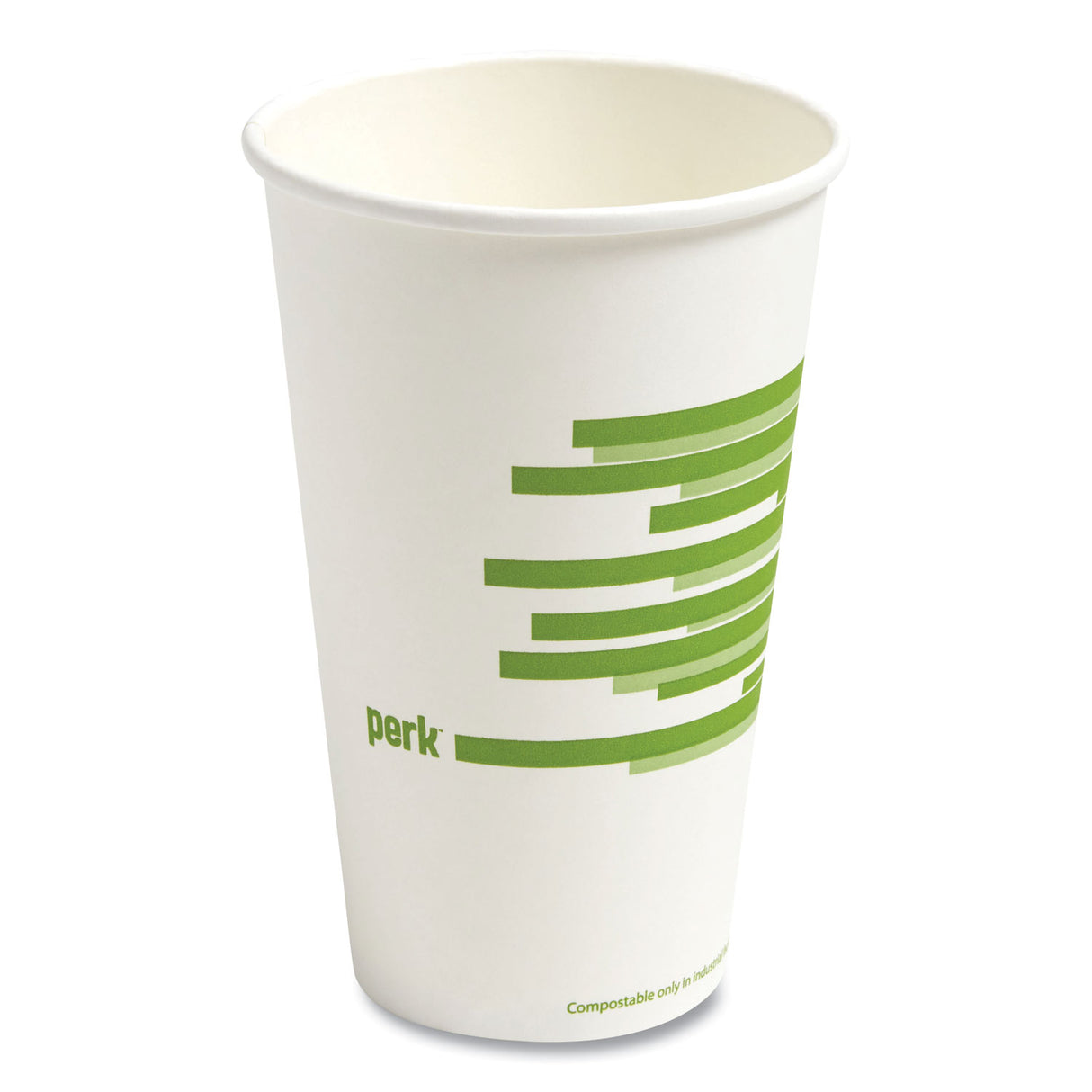 Perk Eco-ID Compostable Paper Hot Cups, 12 oz, White/Green, 50/Pack (24394127)
