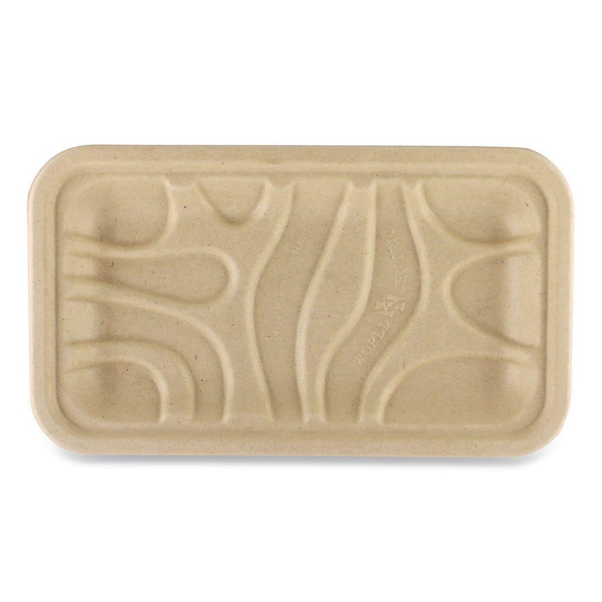 World Centric Fiber Trays, PLA Lined, PFAS Free, 1-Compartment, 8.3 x 4.9 x 0.7, Natural, Paper, 500/Carton (TRSC17SLLF)