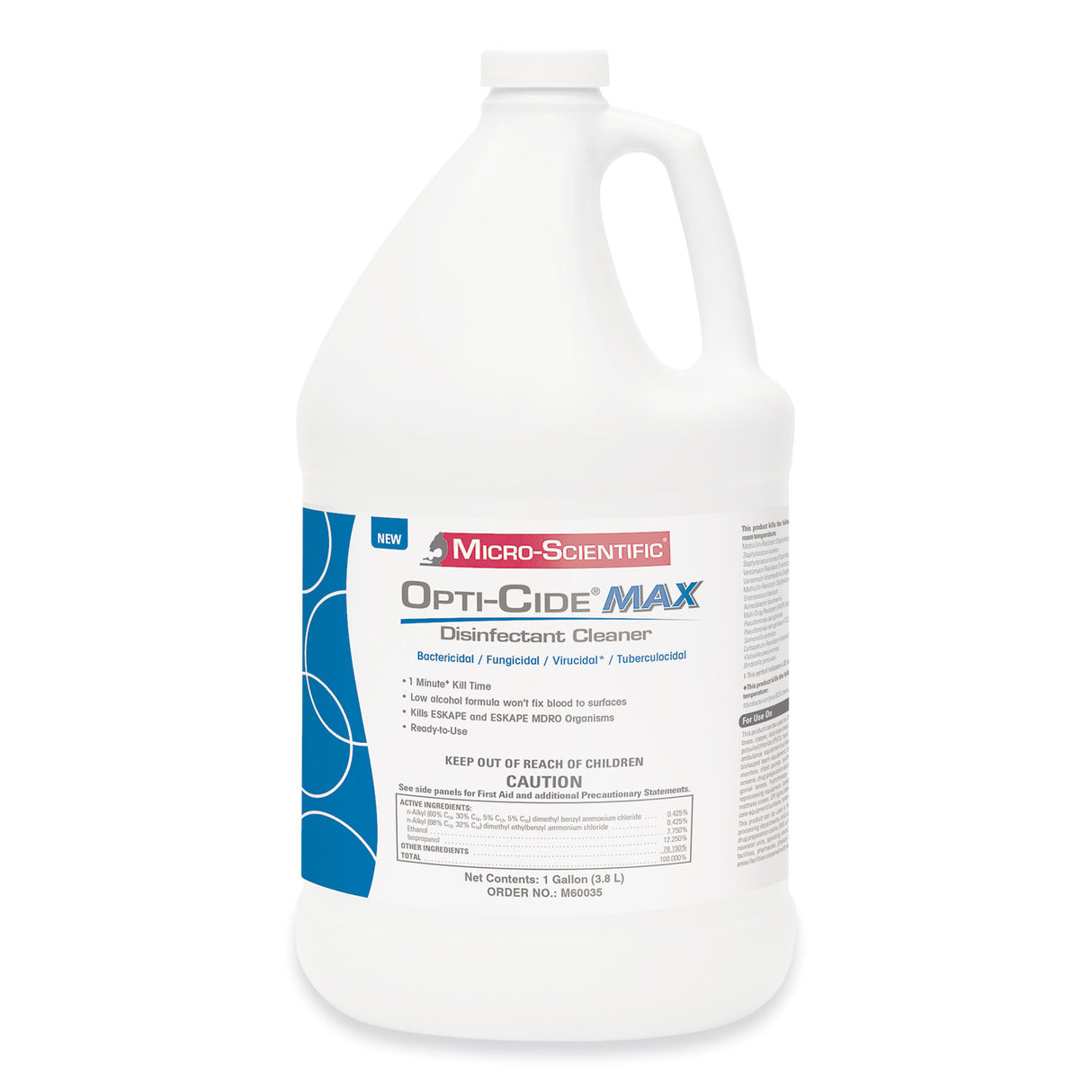 Opti-Cide Max Disinfectant Cleaner, 1 gal Bottle, 4/Carton (M60035)