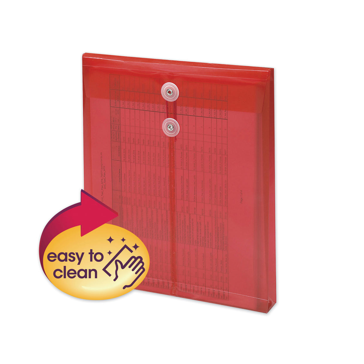 Smead Poly String and Button Interoffice Envelopes, Open-End (Vertical), 9.75 x 11.63, Transparent Red, 5/Pack (89547)