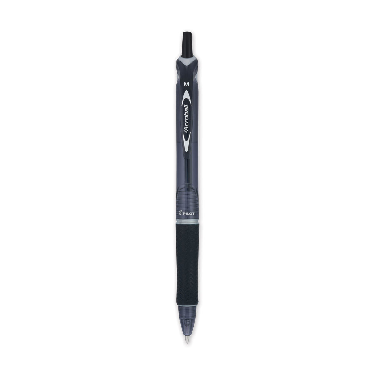 Pilot Acroball Colors Advanced Ink Hybrid Gel Pen, Retractable, Medium 1 mm, Black Ink, Smoke/Black Barrel, Dozen (31810)