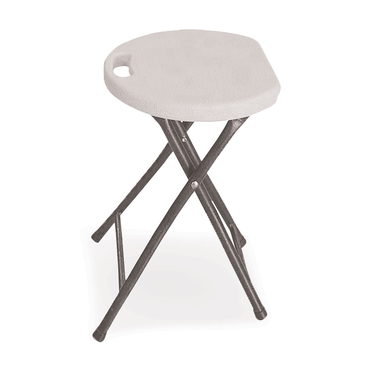 Iceberg Rough n Ready Folding Stool, Backless, Supports Up to 300 lb, 26" Seat Height, White Seat, Charcoal Base, 4/Carton (64573)