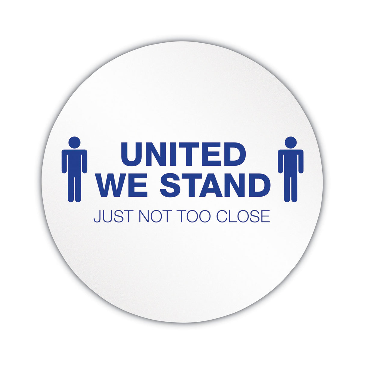 Deflecto Personal Spacing Discs, United We Stand, 20" dia, White/Blue, 50/Carton (PSDD20UWS50)
