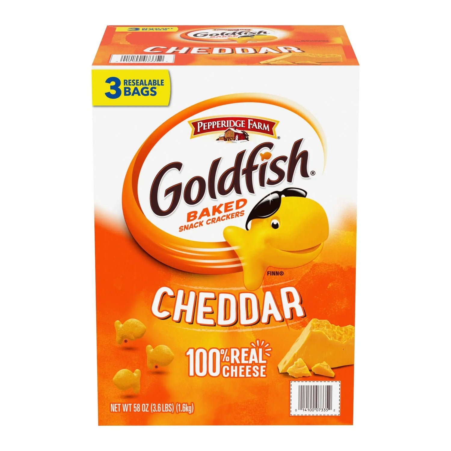 Goldfish Cheddar Crackers (3-Pack, 19.2 oz Each) | Resealable Snacks for Sharing & Lunchboxes Pepperidge Farm