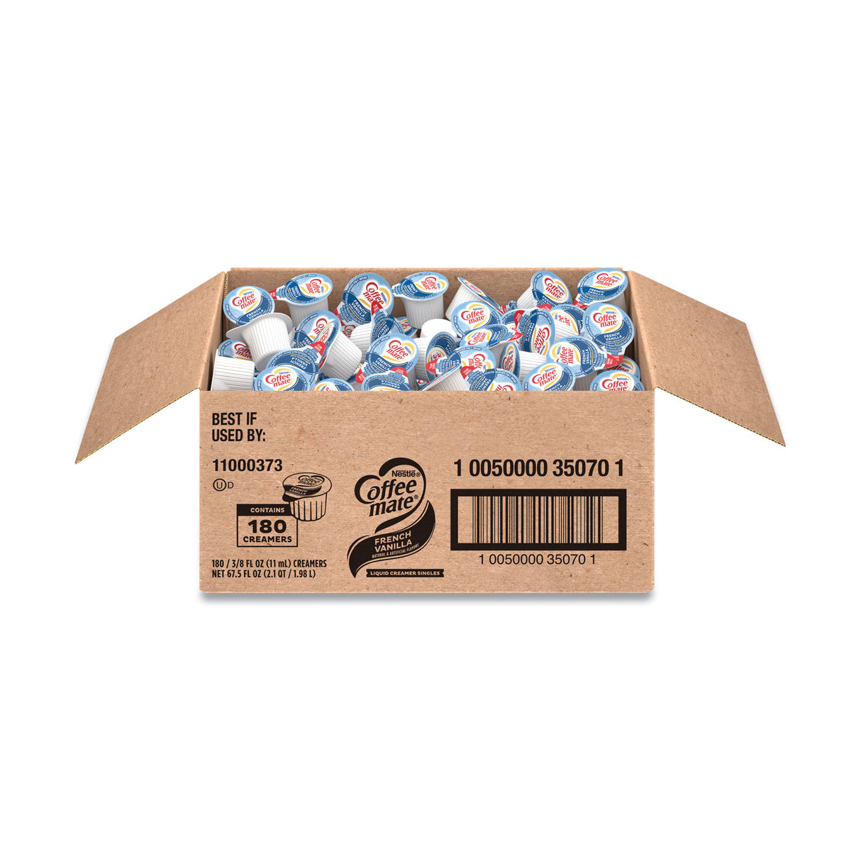 Coffee-mate Liquid Coffee Creamer, French Vanilla, 0.38 oz Mini Cups, 180/Carton (35070)