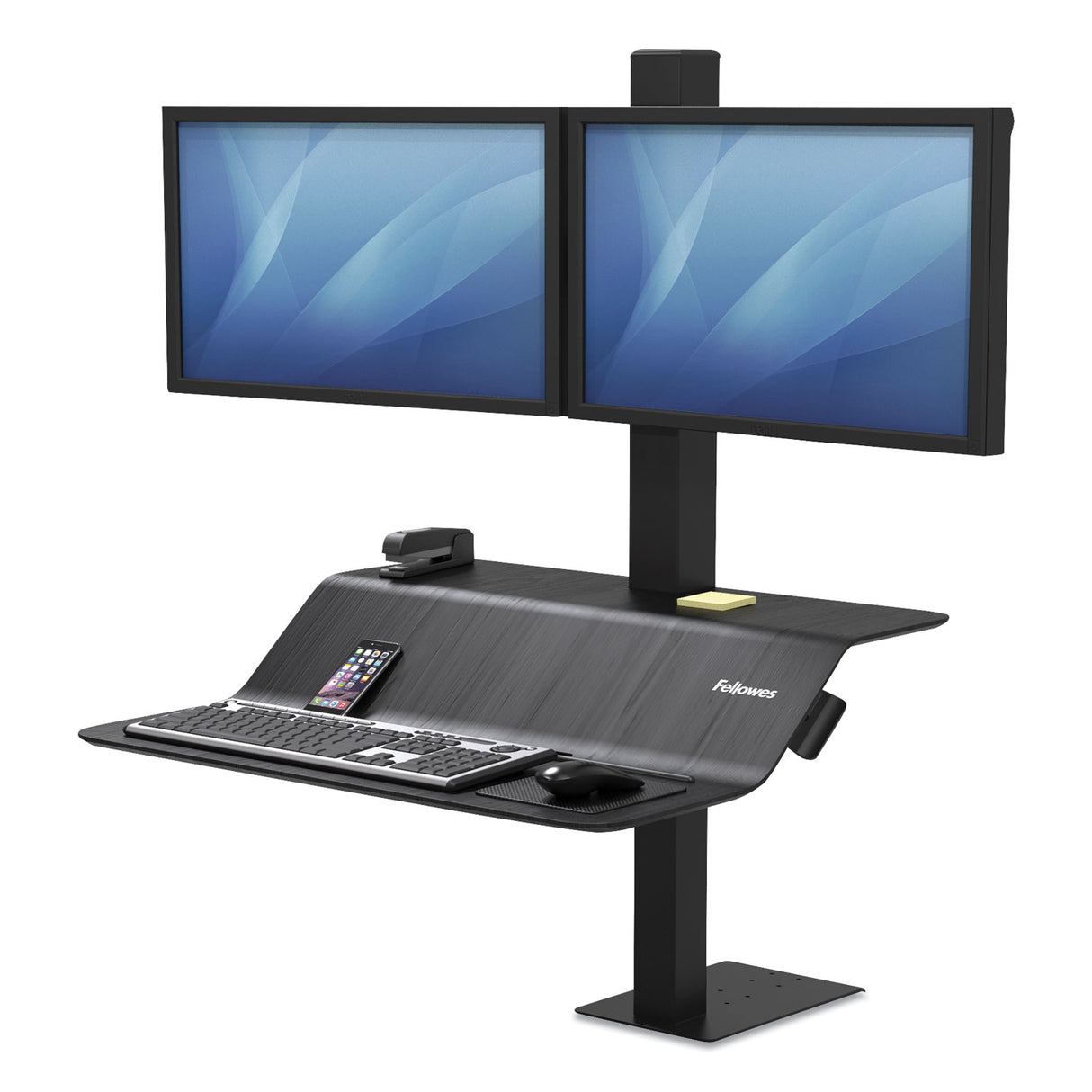 Fellowes Lotus VE Sit-Stand Workstation - Dual, 29" x 28.5" x 42.5", Black (8082001)