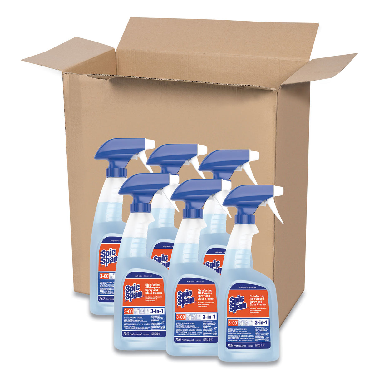 Spic and Span Disinfecting All-Purpose Spray and Glass Cleaner, Fresh Scent, 32 oz Spray Bottle, 6/Carton (75353)