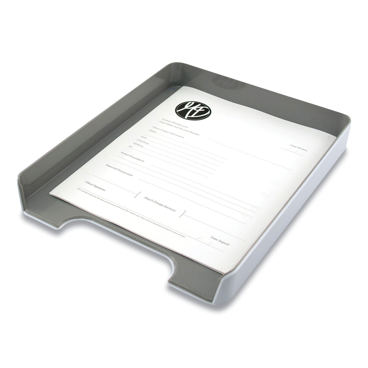 Advantus Fusion Letter Tray, 1 Section, Letter Size Files, 12.63 x 10 x 1.75, White/Gray (37522)
