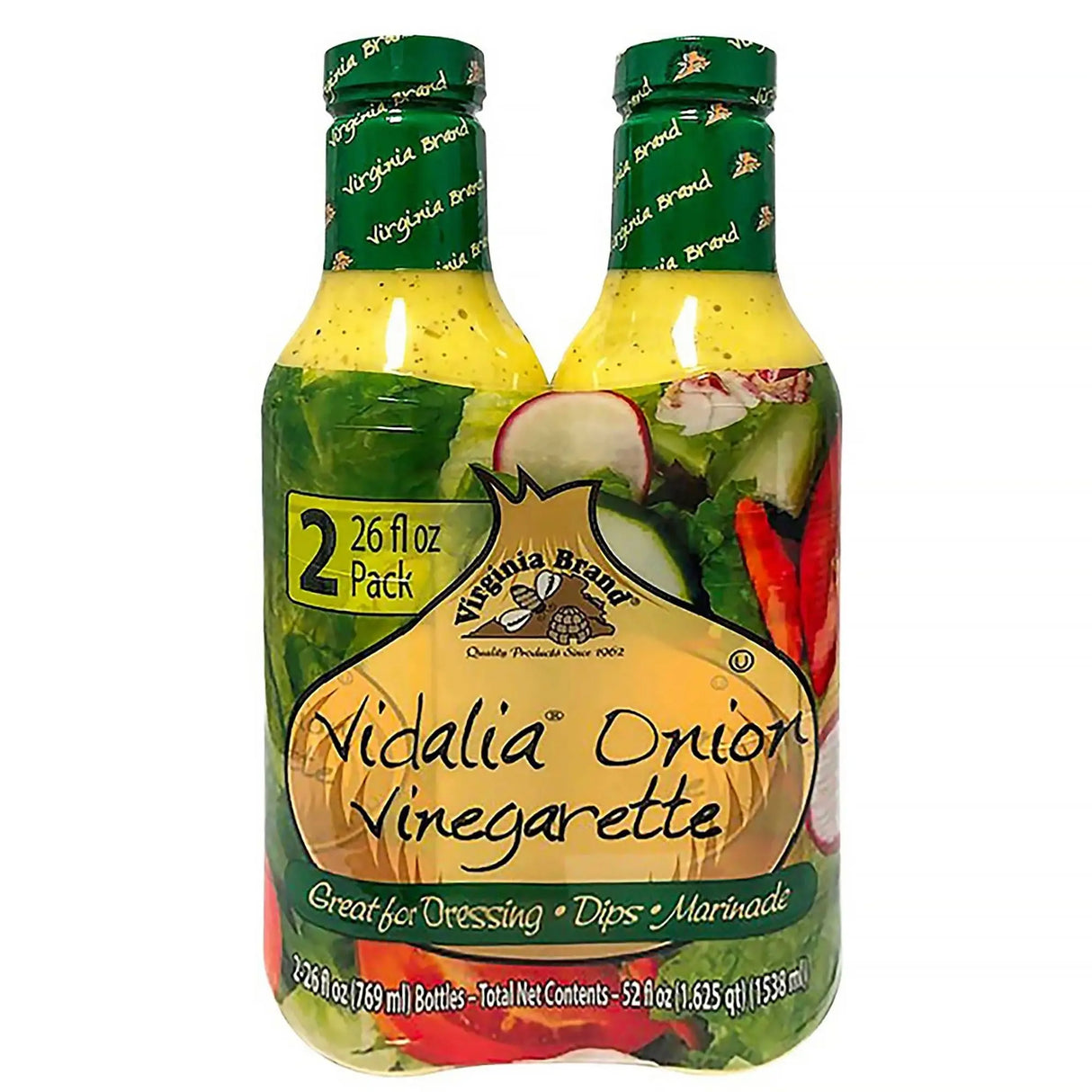 Virginia Brand Vidalia Onion Vinaigrette (2-Pack, 26 fl oz Each) | Sweet & Tangy Dressing for Fresh Salads Virginia Brand