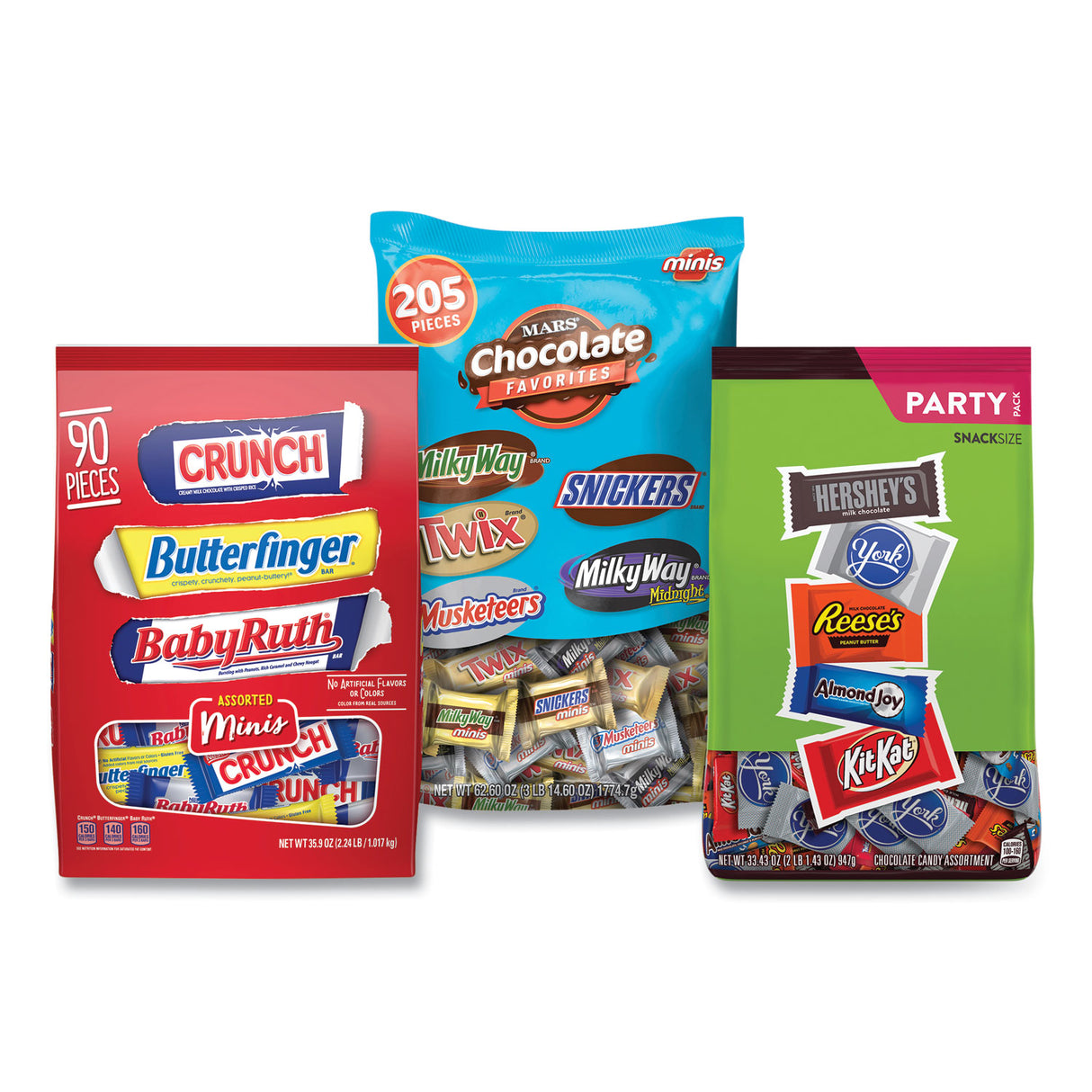 National Brand All Time Favorites Minis Mix, Hersheys/Mars/Nestle, 3 Bags, 8.84 lbs Total/Carton (600B0005)