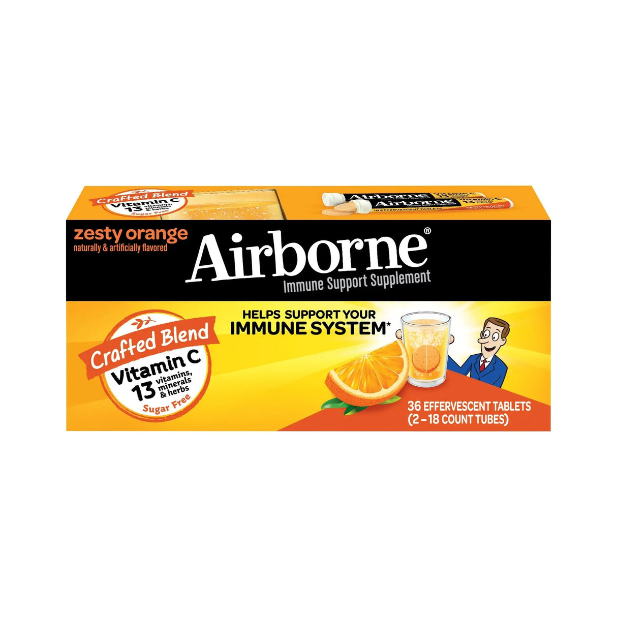 Airborne Immune Support Tablets (2-Pack, 18 ct Each) | Vitamin C & Zinc Defense Airborne