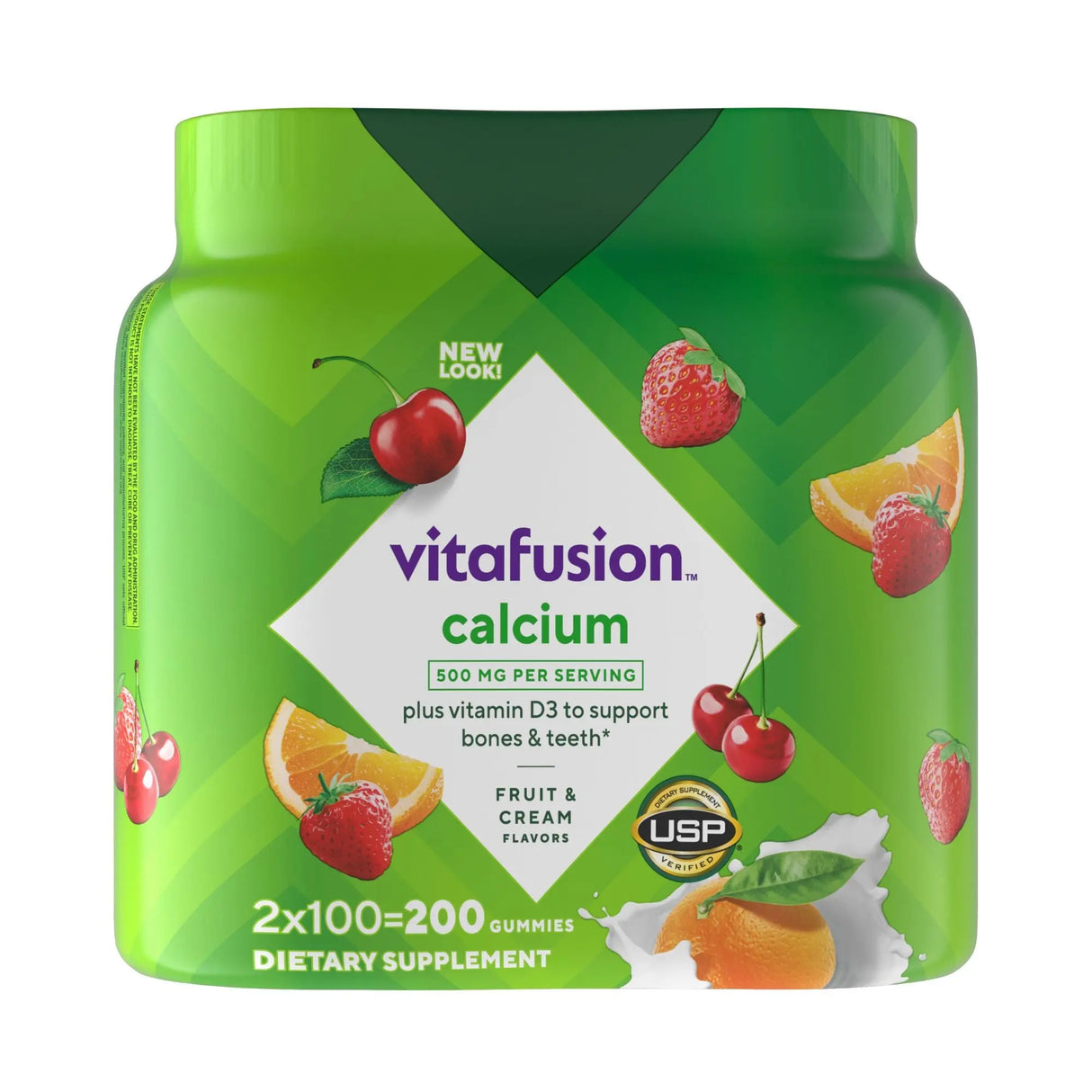 Vitafusion Calcium Gummies (2-Pack, 100 ct Each) | Sugar-Free Bone Health Support Vitafusion