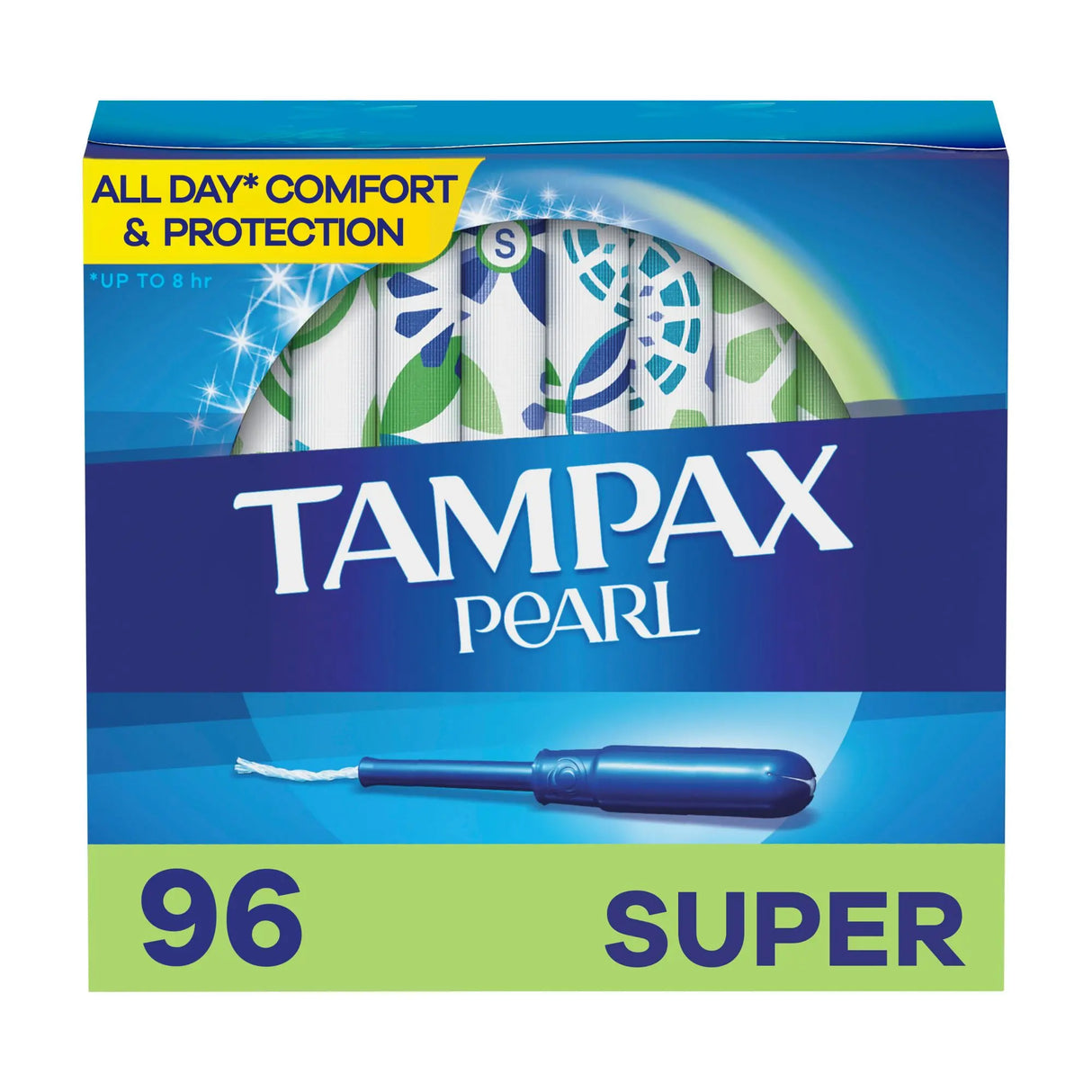 Tampax Pearl Tampons (96-Pack) | Super Absorbency & LeakGuard Braid Tampax
