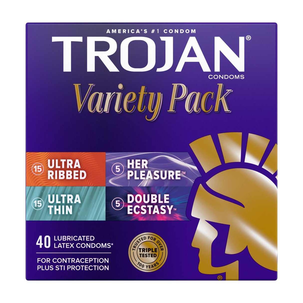 Trojan Variety Pack Condoms (40 ct.) | Assorted Styles for Enhanced Pleasure & Protection Trojan