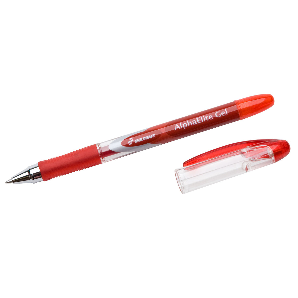 AbilityOne 7520015005213, SKILCRAFT AlphaElite Gel Pen, Stick, Medium 0.7 mm, Red Ink, Red/Clear Barrel, Dozen