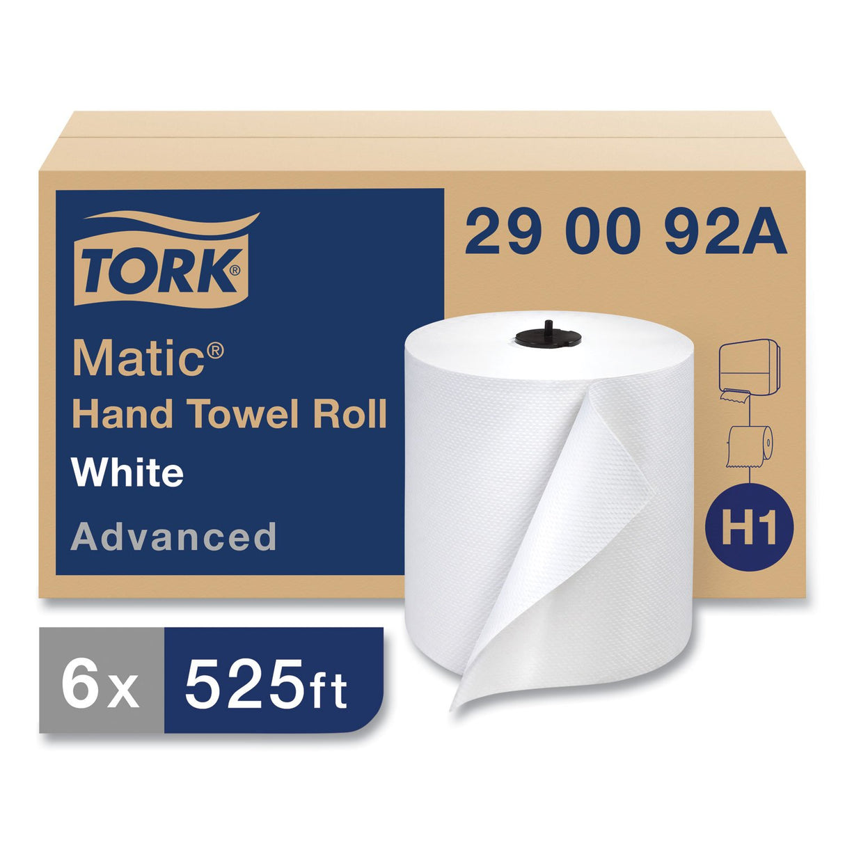Tork® Advanced Hardwound Roll Paper Towels, White, 525-ft, 6 Rolls (290092A)