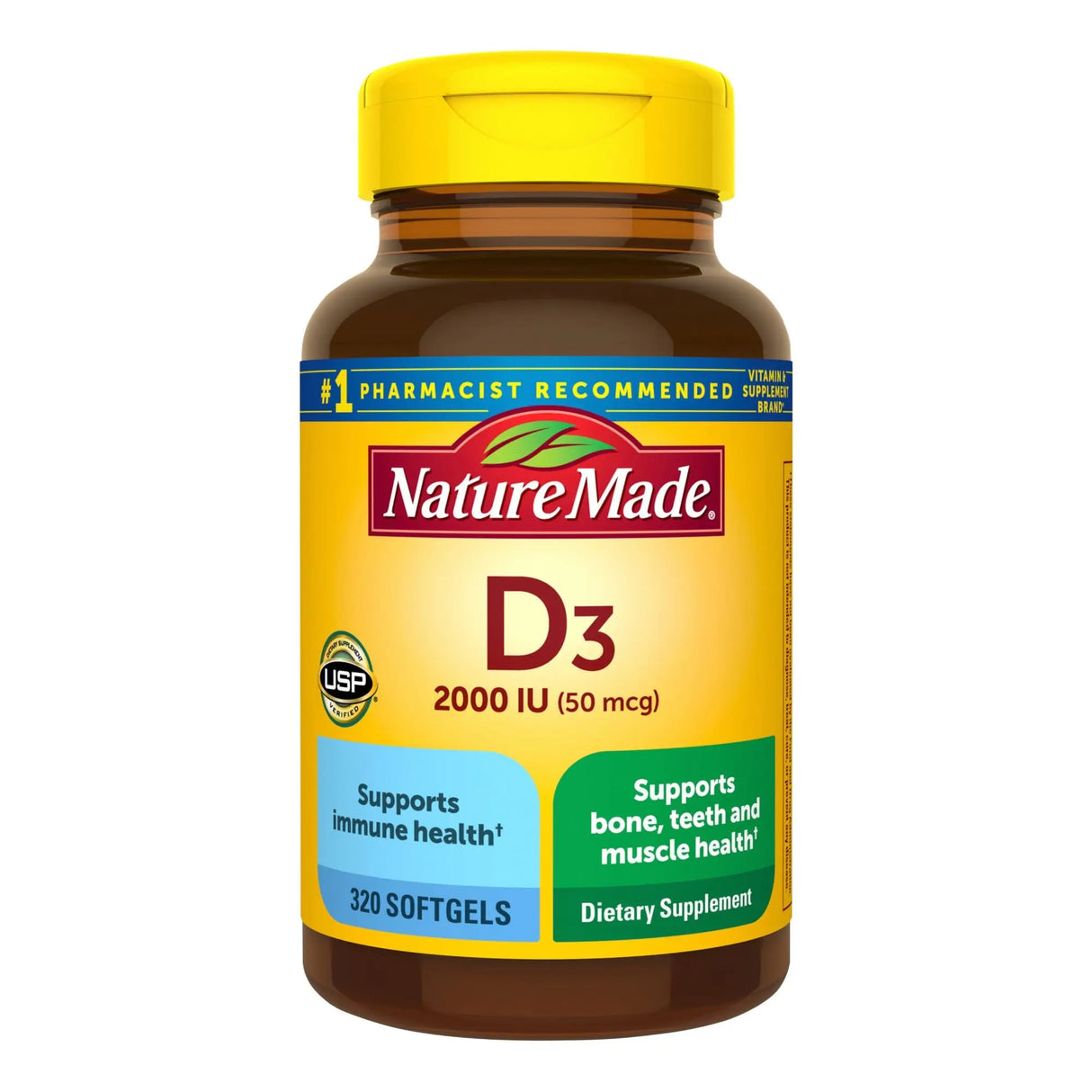 Nature Made D3 2000 IU Softgels (320 Count) | Daily Vitamin D Support for Bones & Immunity Nature Made