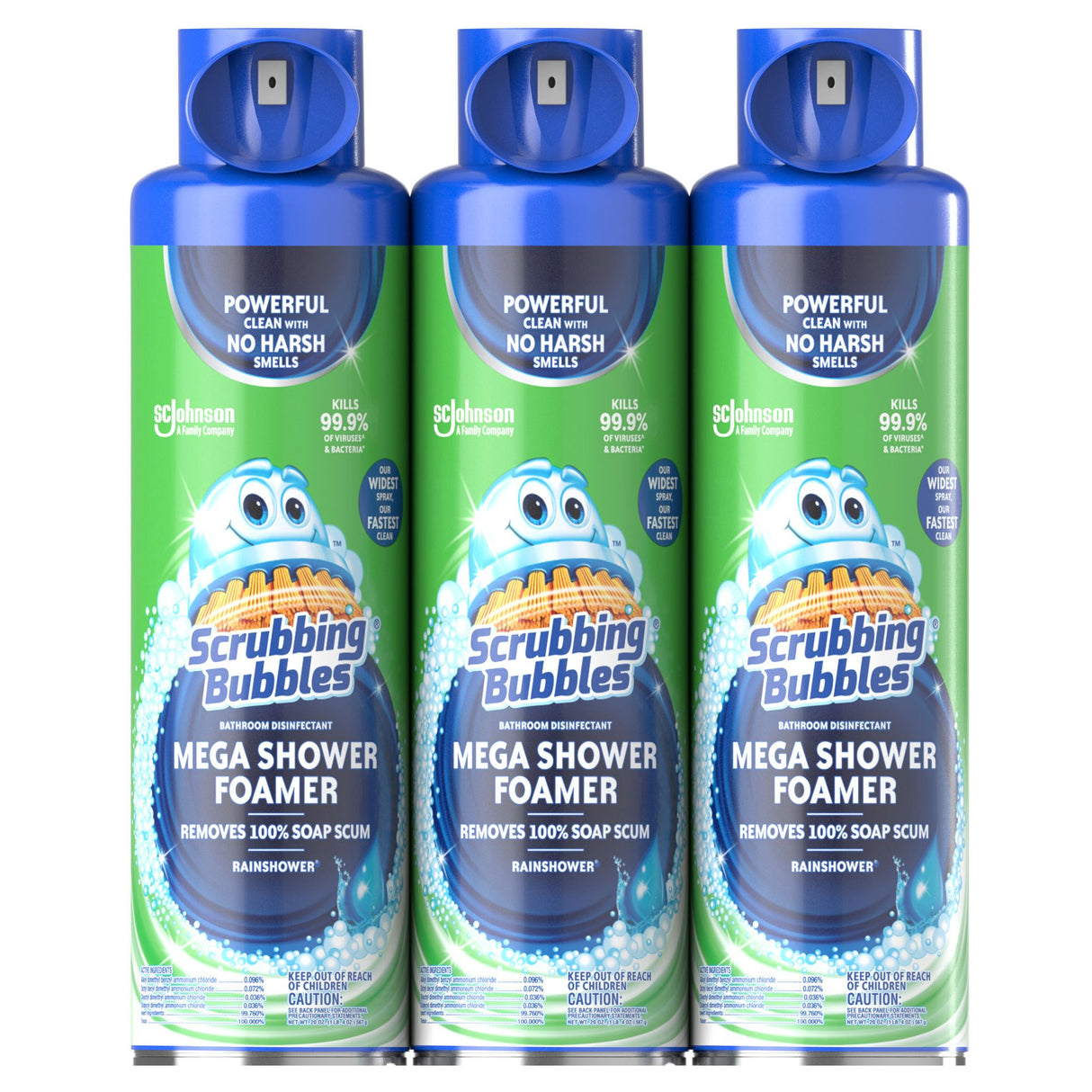 Scrubbing Bubbles Mega Shower Aerosol Disinfectant Spray Rainshower 3-pack