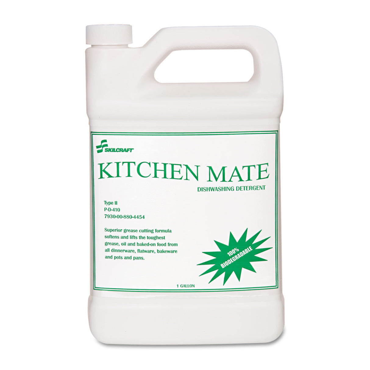 AbilityOne 7930008804454, SKILCRAFT Kitchen Mate Dishwashing Detergent, 1 gal Bottle, 6/Box