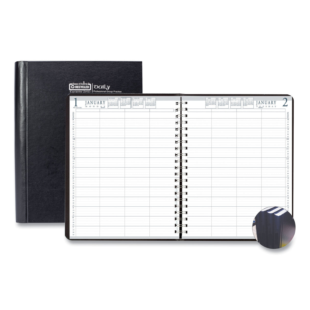 House of Doolittle Executive Series Four-Person Group Practice Daily Appointment Book, 11 x 8.5, Black Hard Cover, 12-Month (Jan to Dec): 2025 (28292)