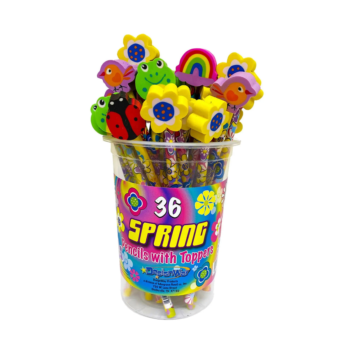 DesignWay Spring Topper Pencils (36-Pack) | Fun Themed Pencils for School DesignWay