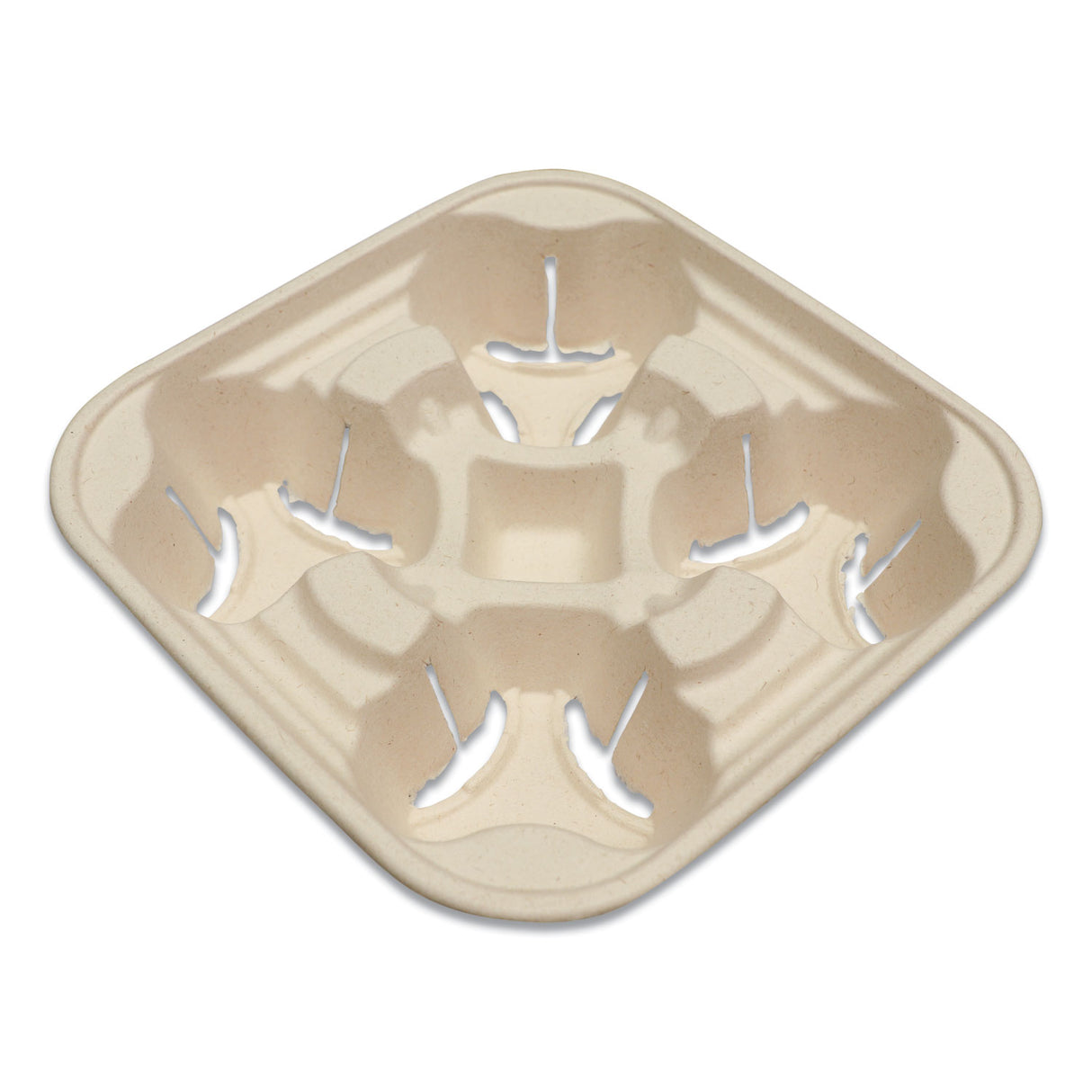 World Centric Fiber Cup Carriers, 8 oz to 22 oz Cups, Four Cups, Natural, 600/Carton (CCFB4LF)
