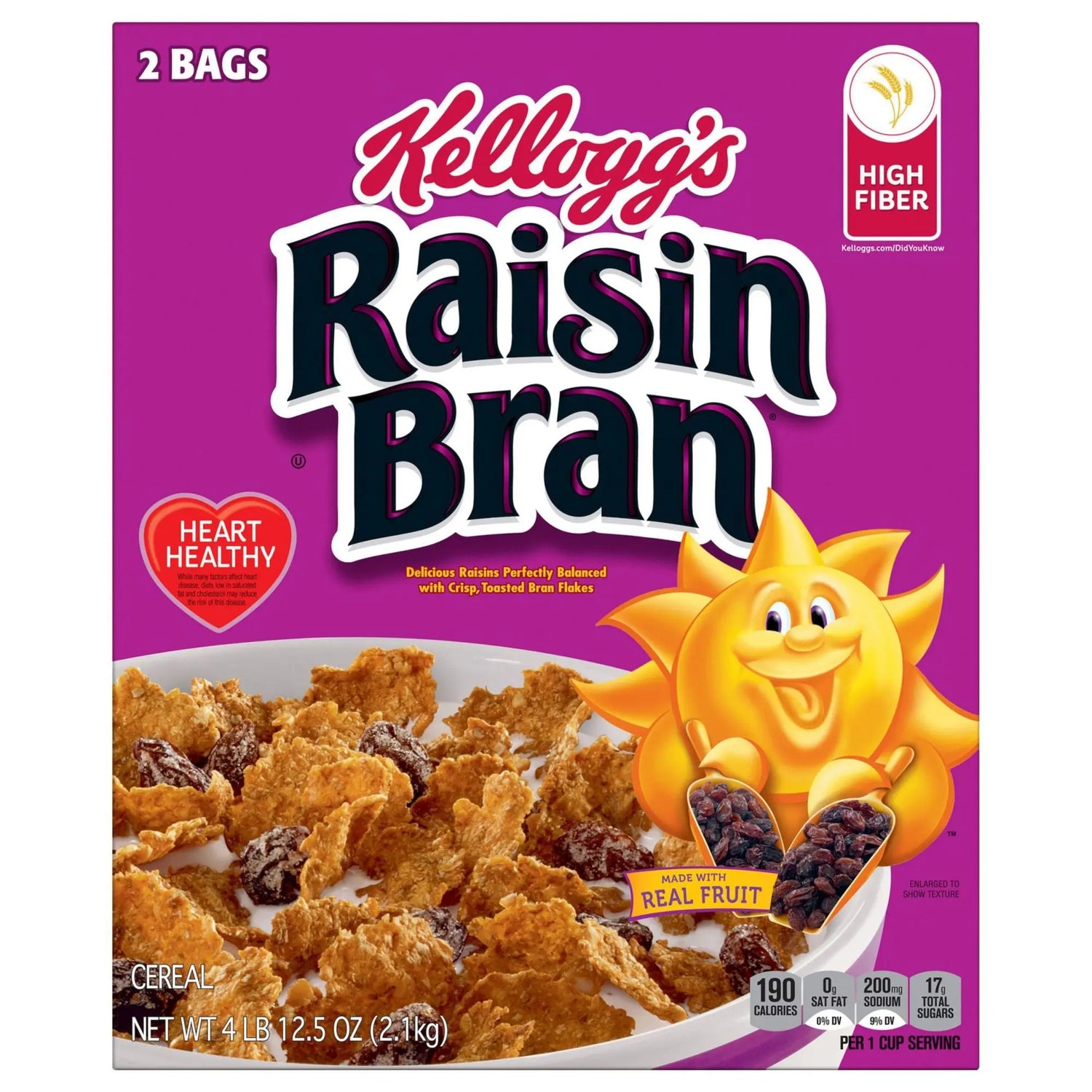 Kellogg's Raisin Bran Cereal (2-Pack) | Whole Grain & Raisin Fusion Kellogg's
